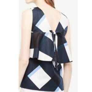 Ann Taylor Ruffle Tie Back Sleeveless Blouse XS
